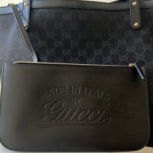 GUCCI Original GG Canvas and Leather Craft Original Tote with POUCH - Picture 6 of 16